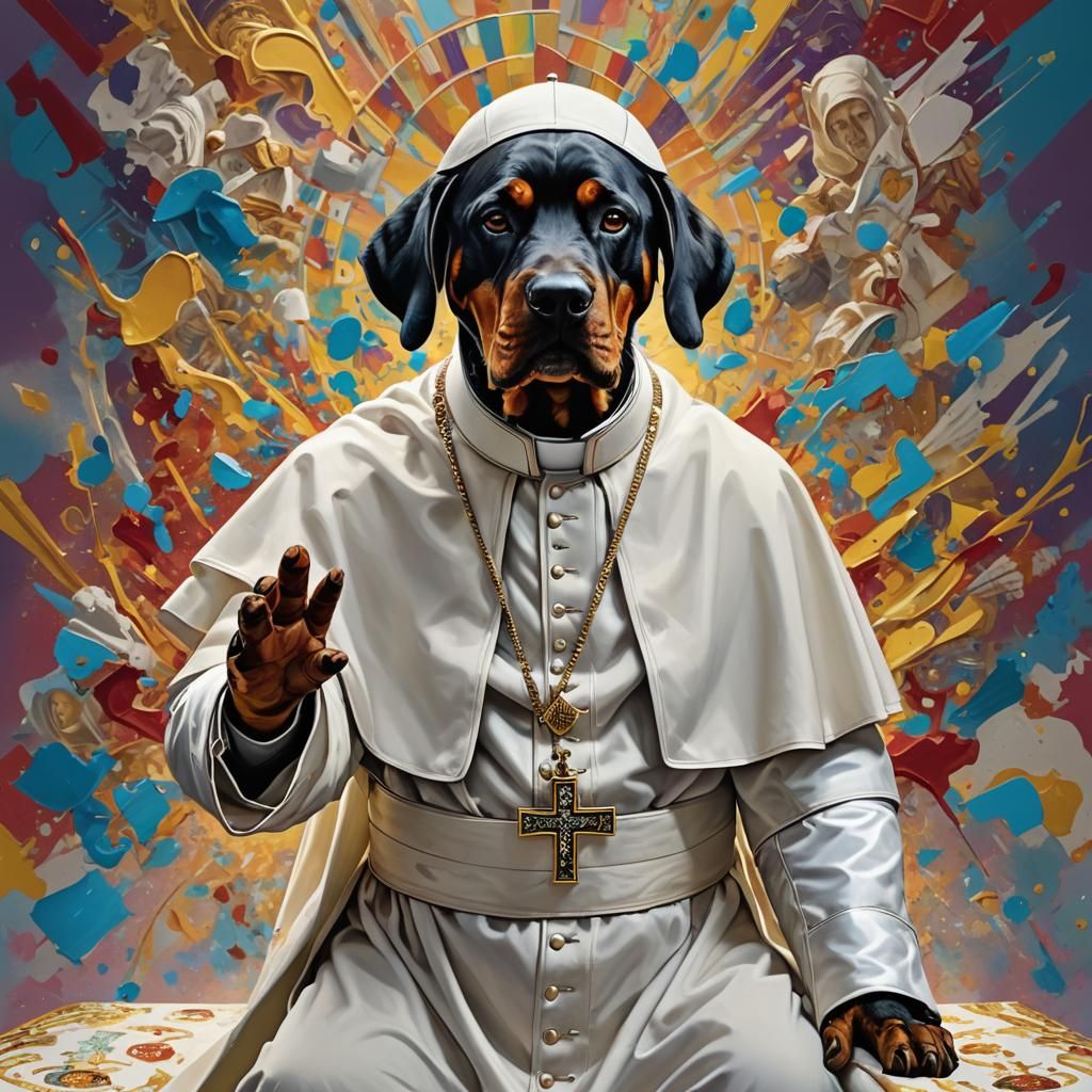 Surreal Rottweiler as Pope: Hyperrealistic Concept Art