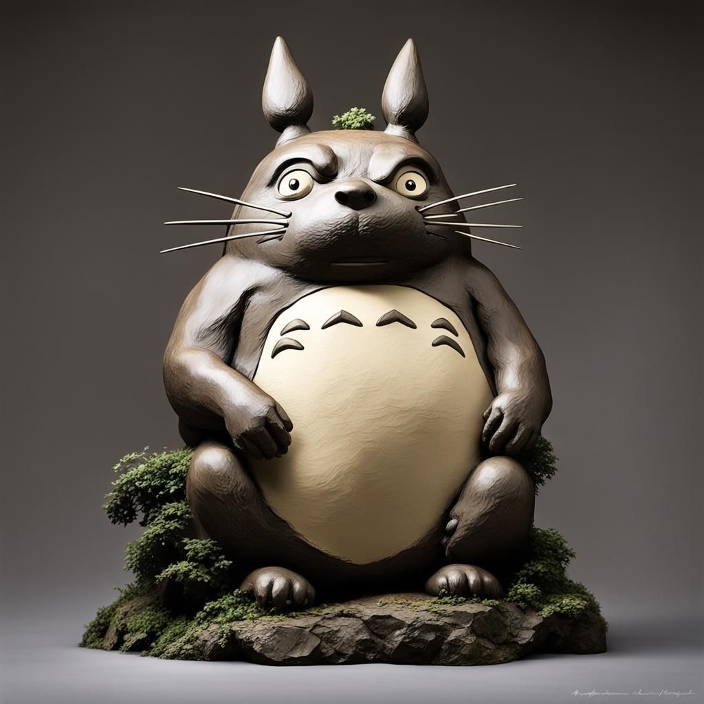 Totoro Sculpture in Rodin's Masterpiece Style