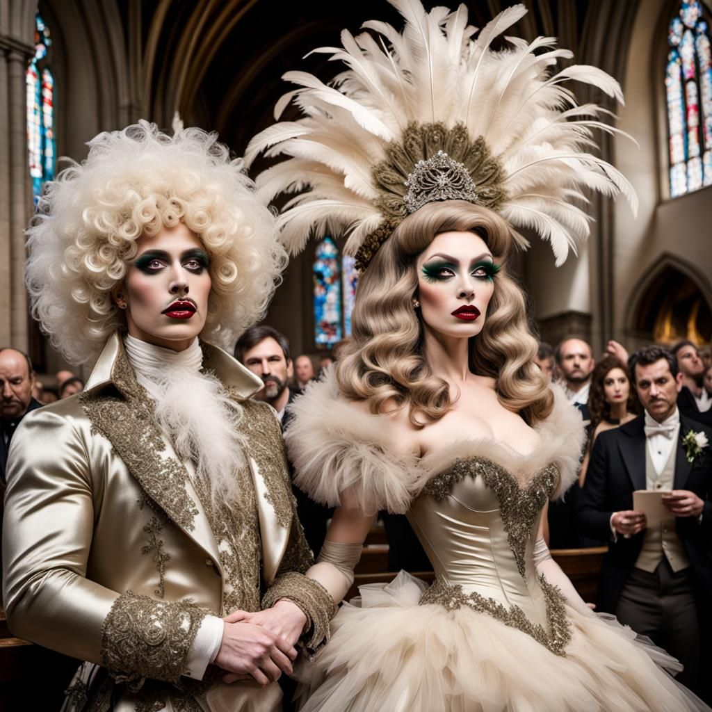 Rococo Wedding Scene with Elaborate Dress