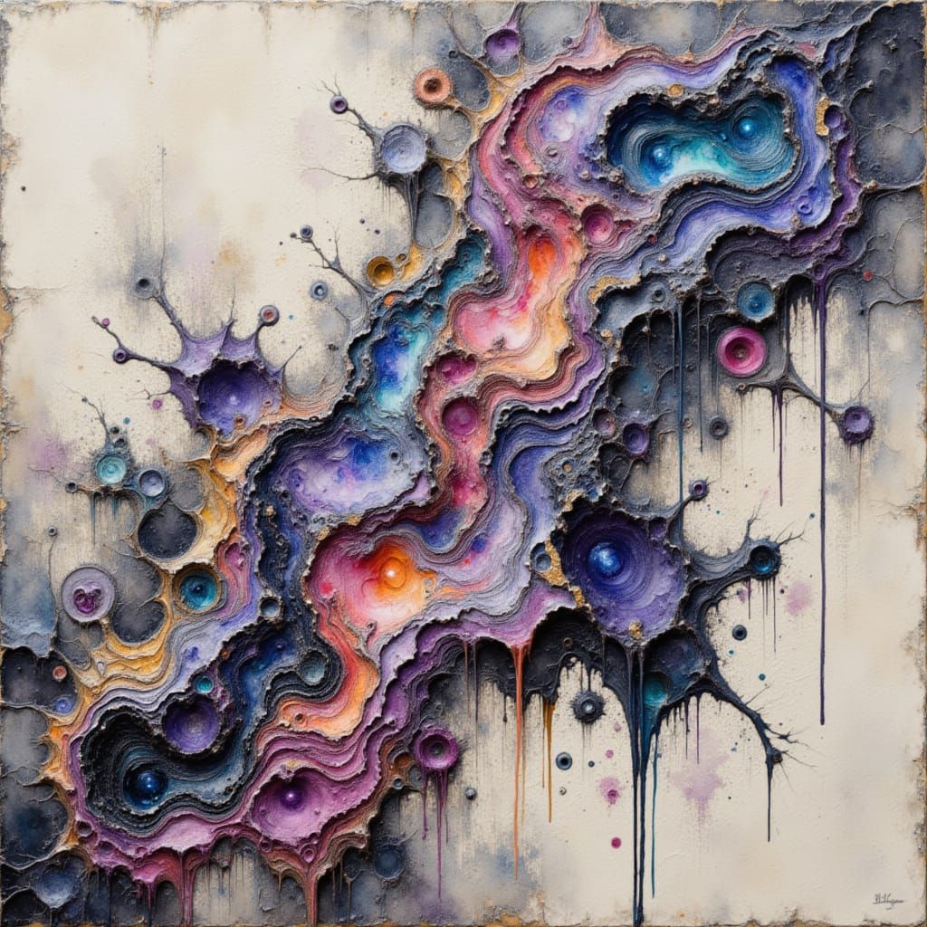 Abstract Smudged Paint Art with Liquid Marble Textures