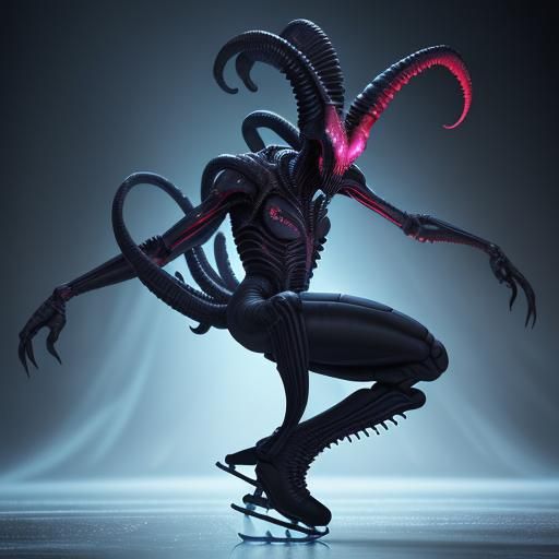 Xenomorph Figure Skating: Detailed Matte Painting