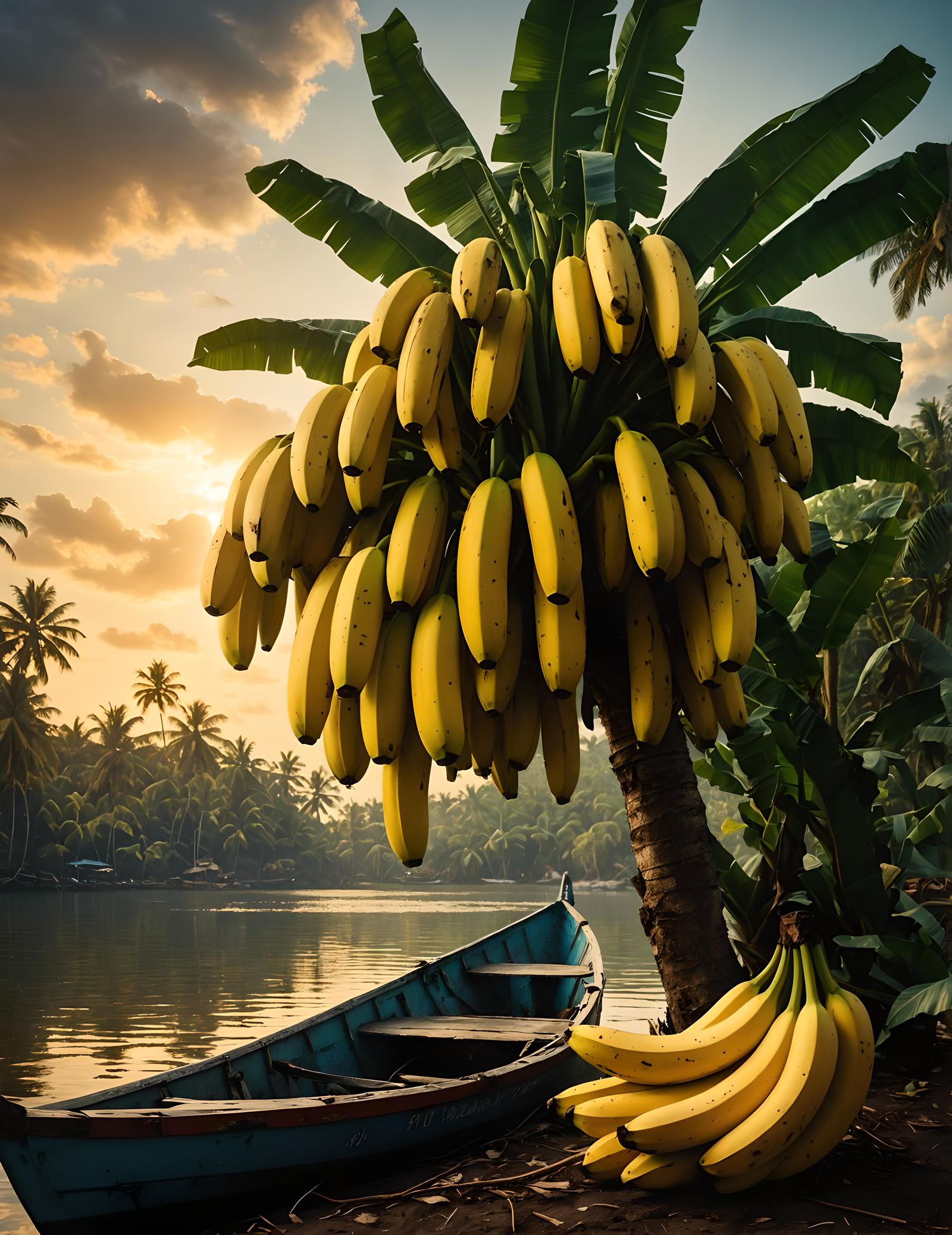 Sunrise Lagoon with Typhonodorum and Banana Tree