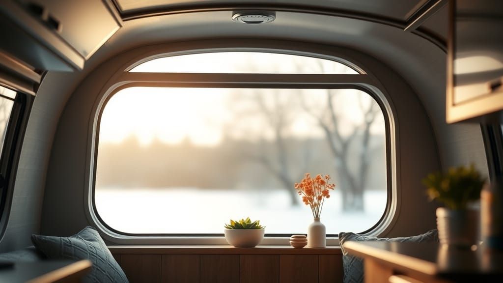 Modern Travel Trailer Interior with Large Window
