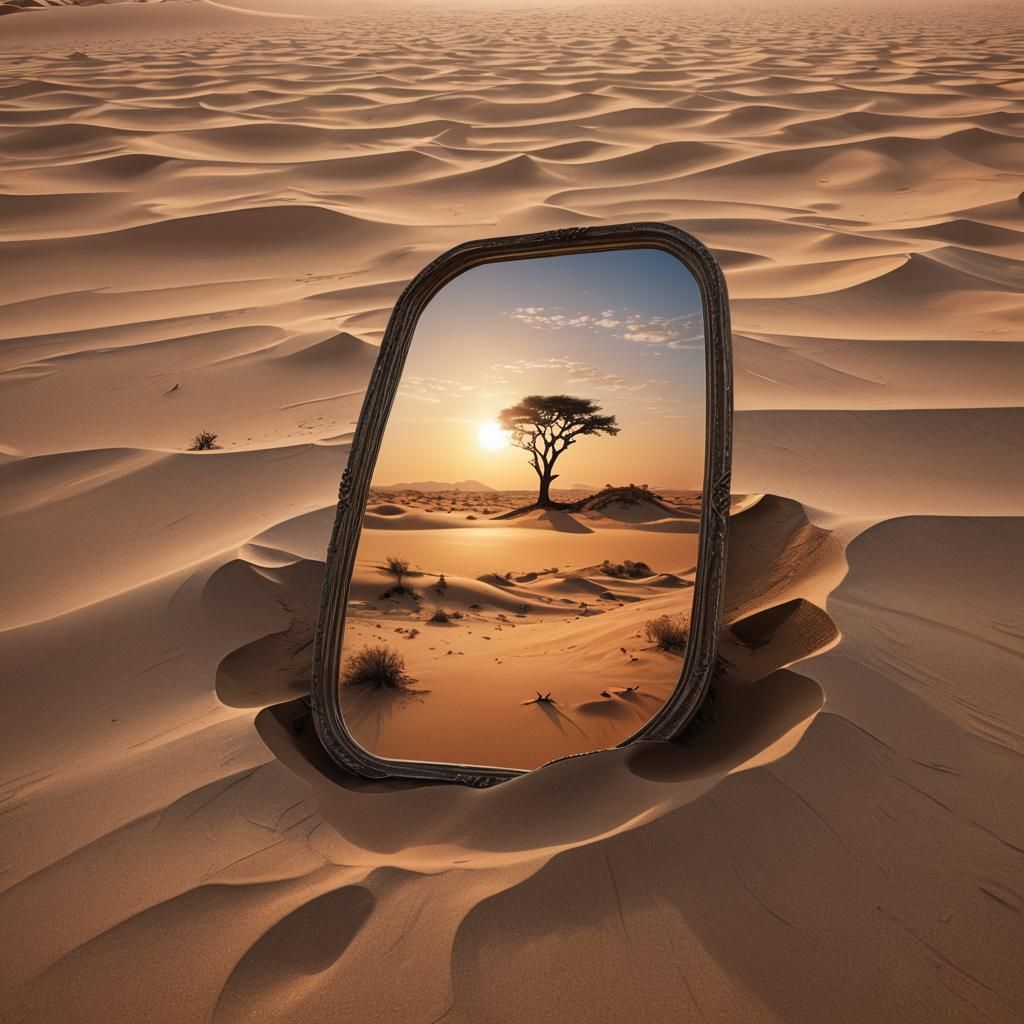 Desert Mirror Reflects Solitary Tree in Surreal Landscape