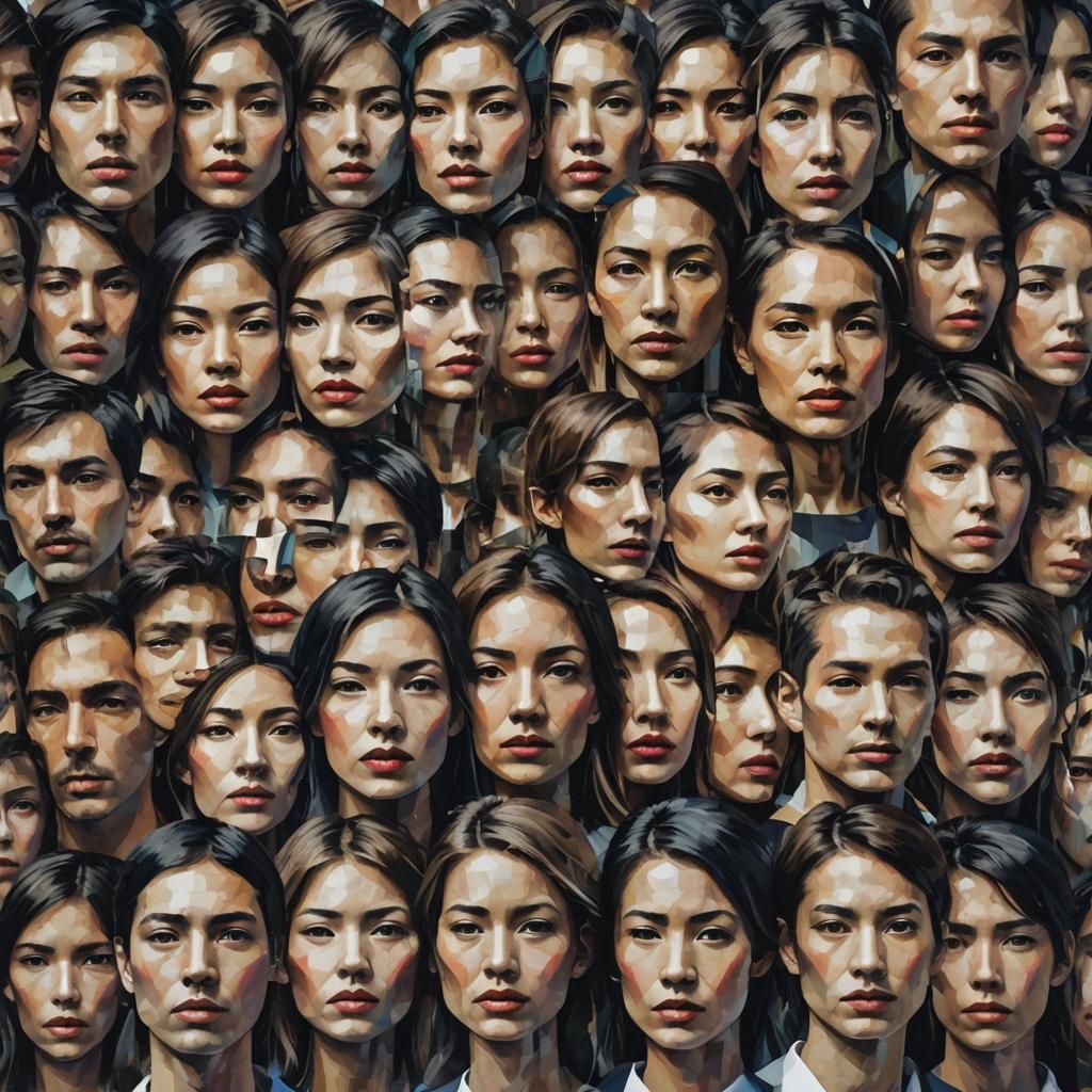 Abstract Glitch Art: Fragmented Faces and Digital Identities