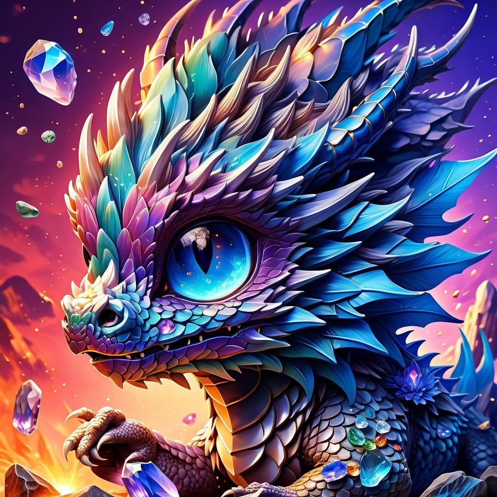 Chibi Stone Dragon in Anime Style