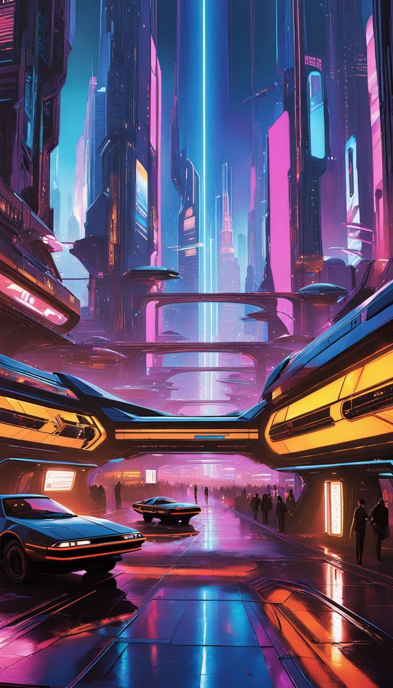 Neon Cyberpunk Metropolis at Night