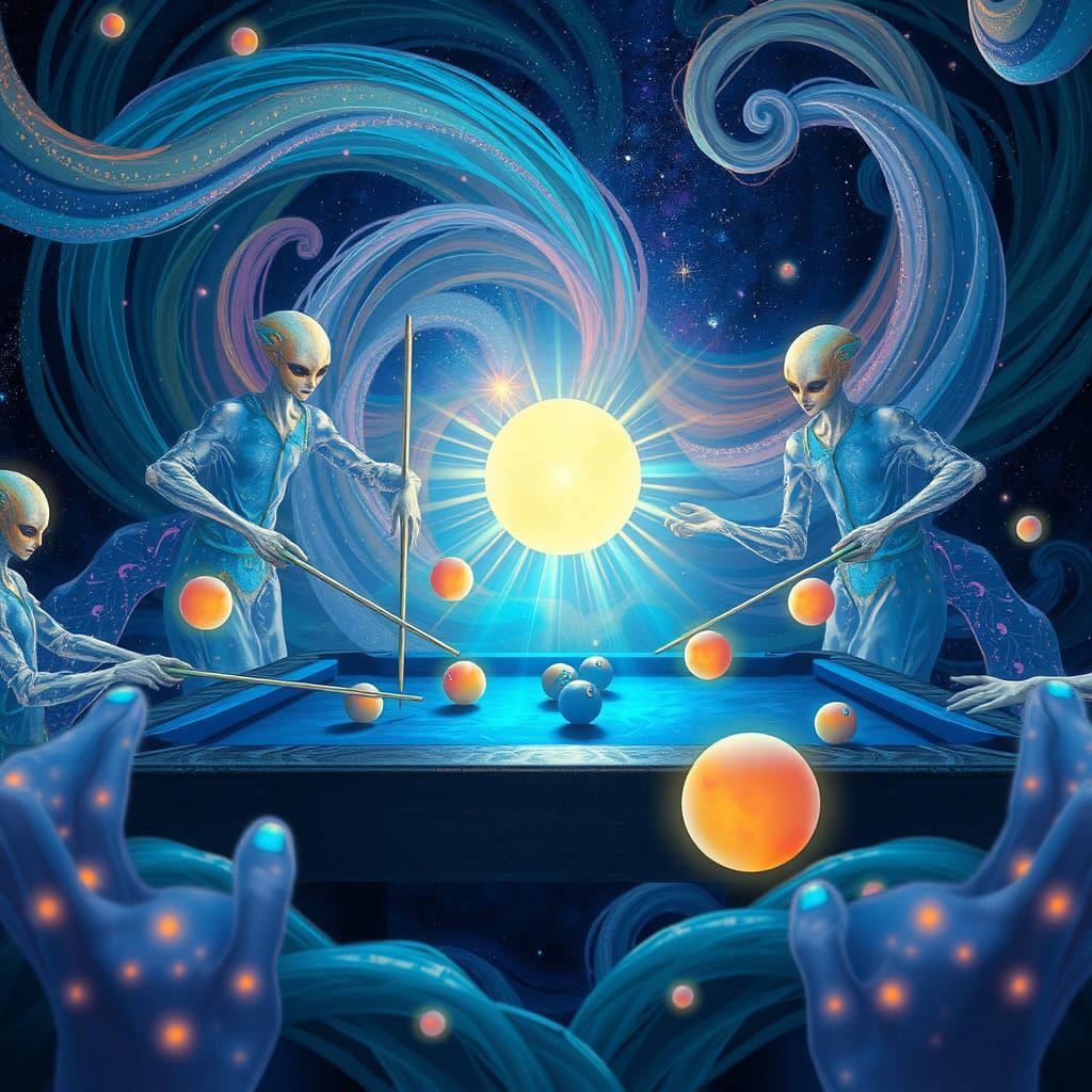 Celestial Game of Cosmic Billiards in 8k Resolution