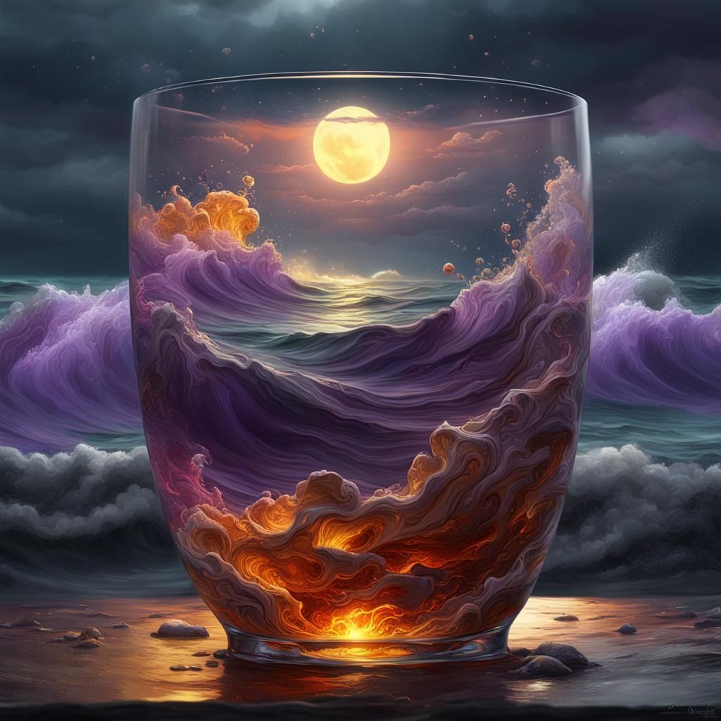 Stormy Sea in Glass: Dark Fantasy Concept Art