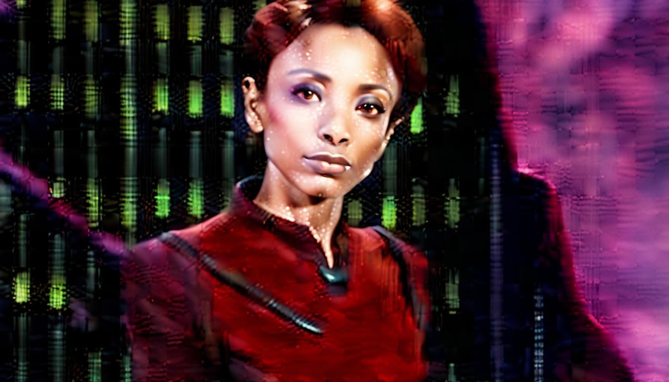 Dark-Skinned Alien Girl Portrait in Sci-Fi Style