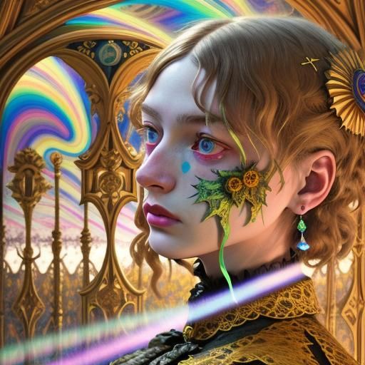Psychedelic Surreal Portrait in Victorian Style
