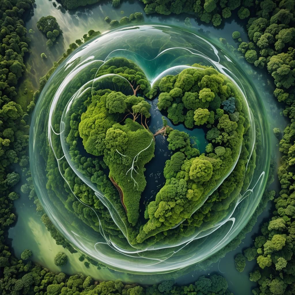 Earth Day: Interconnected Life in Green Heart