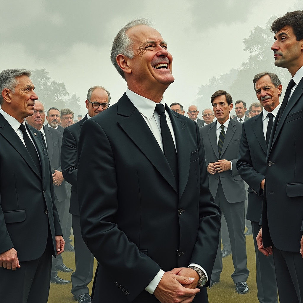 Keir Starmer Laughs at Funeral: Satirical Illustration