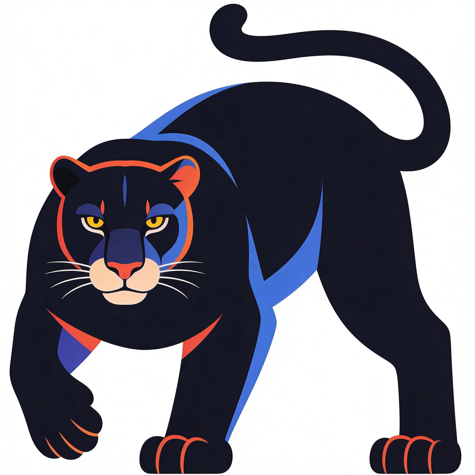 Bold Panther Vector Illustration in Flat Design Style