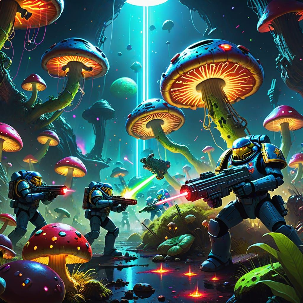 Galactic Carnivorous Mushrooms Unleash Laser Fire