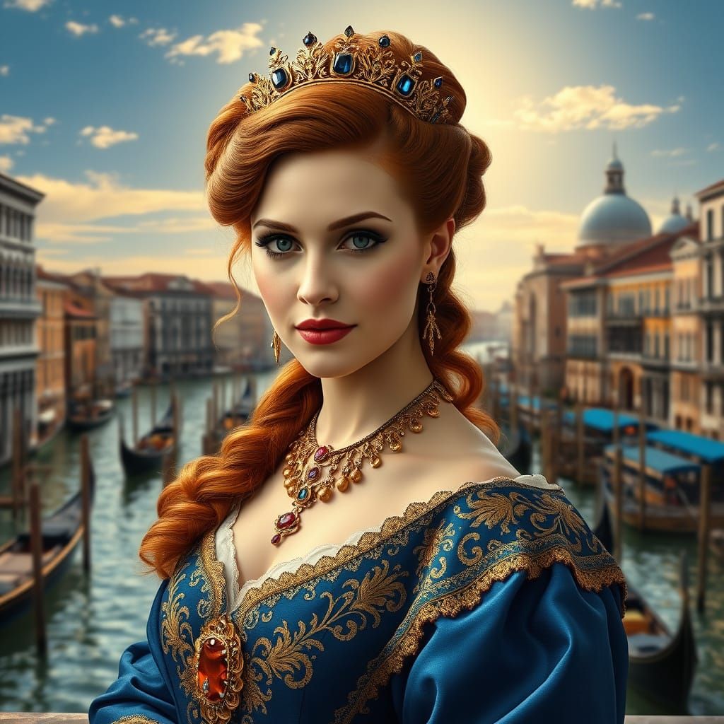 Venetian Woman in Renaissance Attire as Baroque Painting