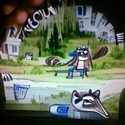 Cartoon Raccoon Illustration in Regular Show Style