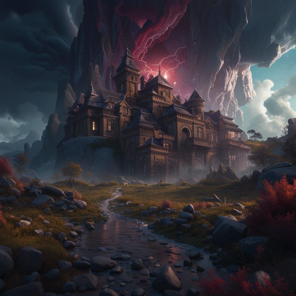 Mountainous Meteor Shower: Fantasy Concept Art