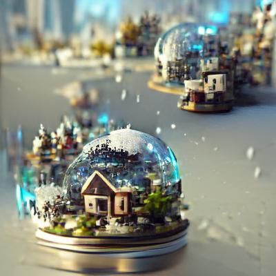 Snow Globe City with Twinkling Lights