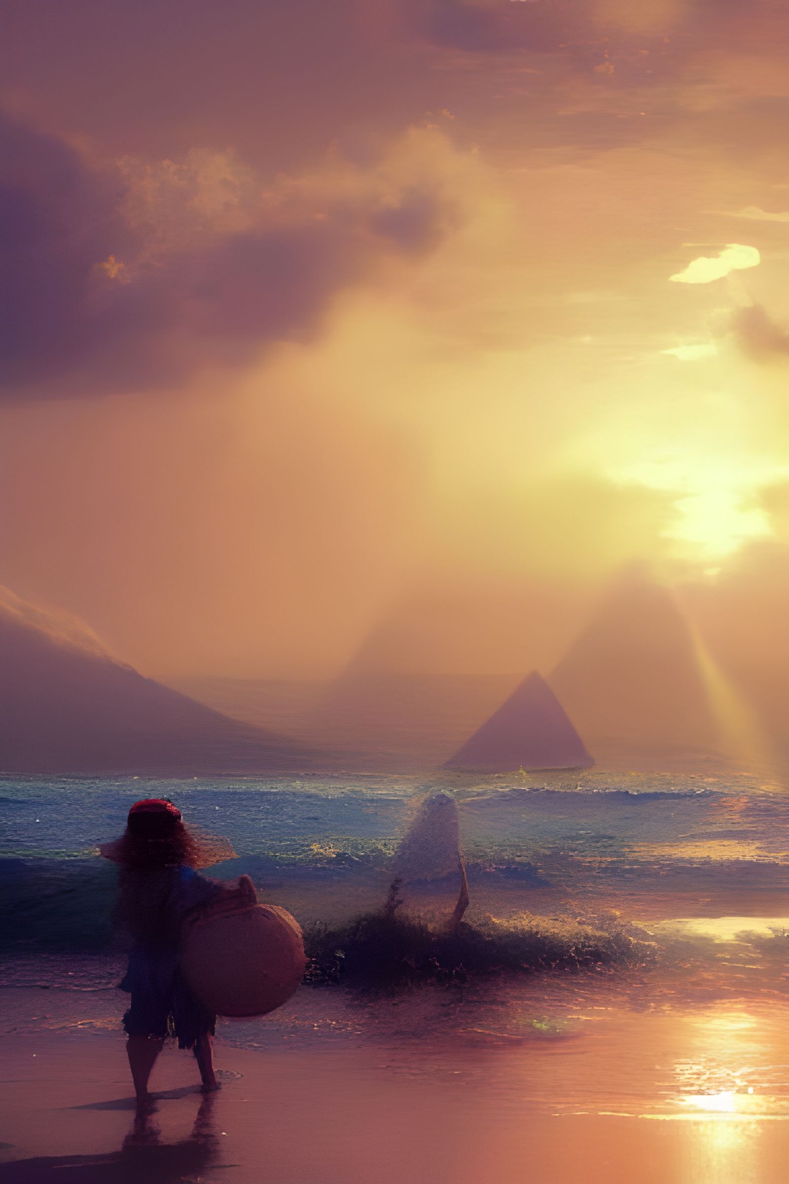 Tranquil Seaside Scene in Studio Ghibli Style