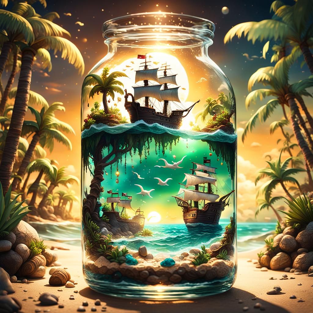 Pirate Ship in a Bottle: Fantasy Concept Art