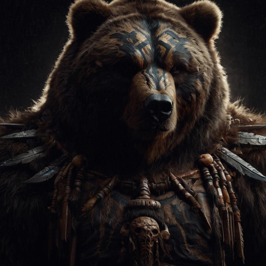 Ominous Bear Barbarian in Shadow