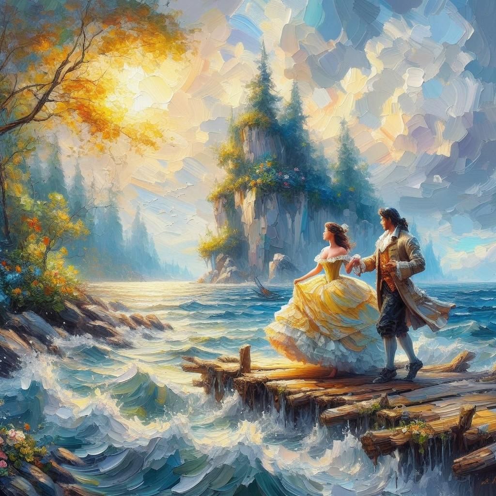 Gaston and Belle: Impasto Palette Knife Painting