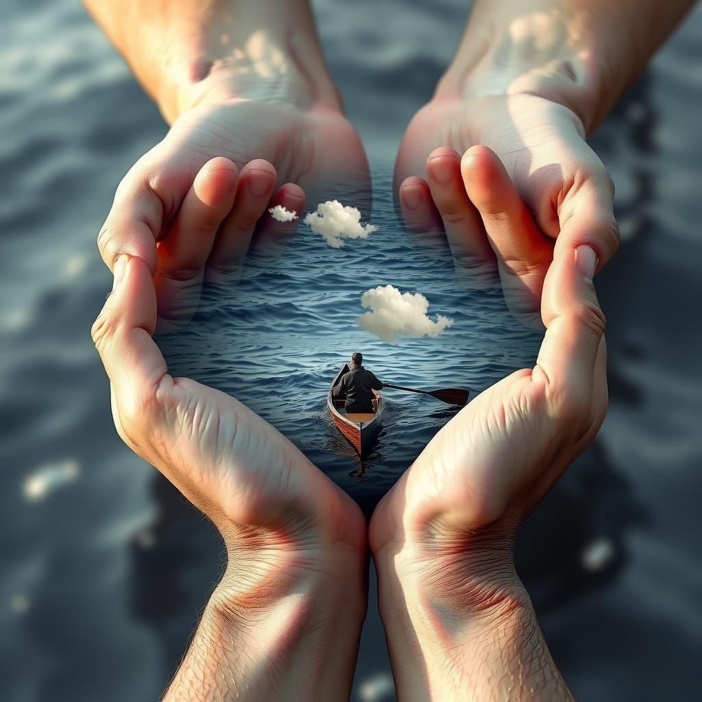 Serene Ocean Scene in Photorealistic Style