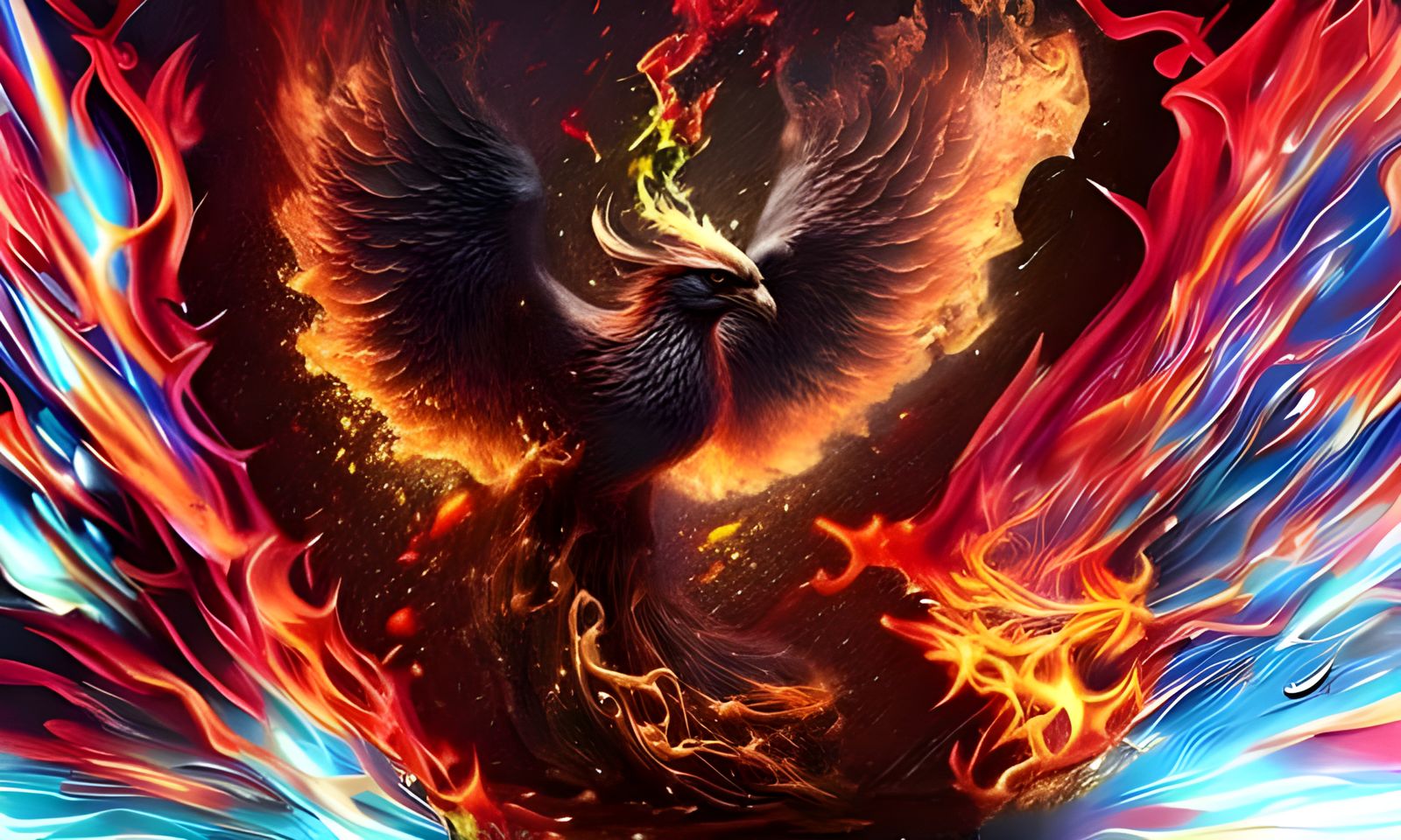 Hyperrealistic Red Fire Phoenix Concept Art