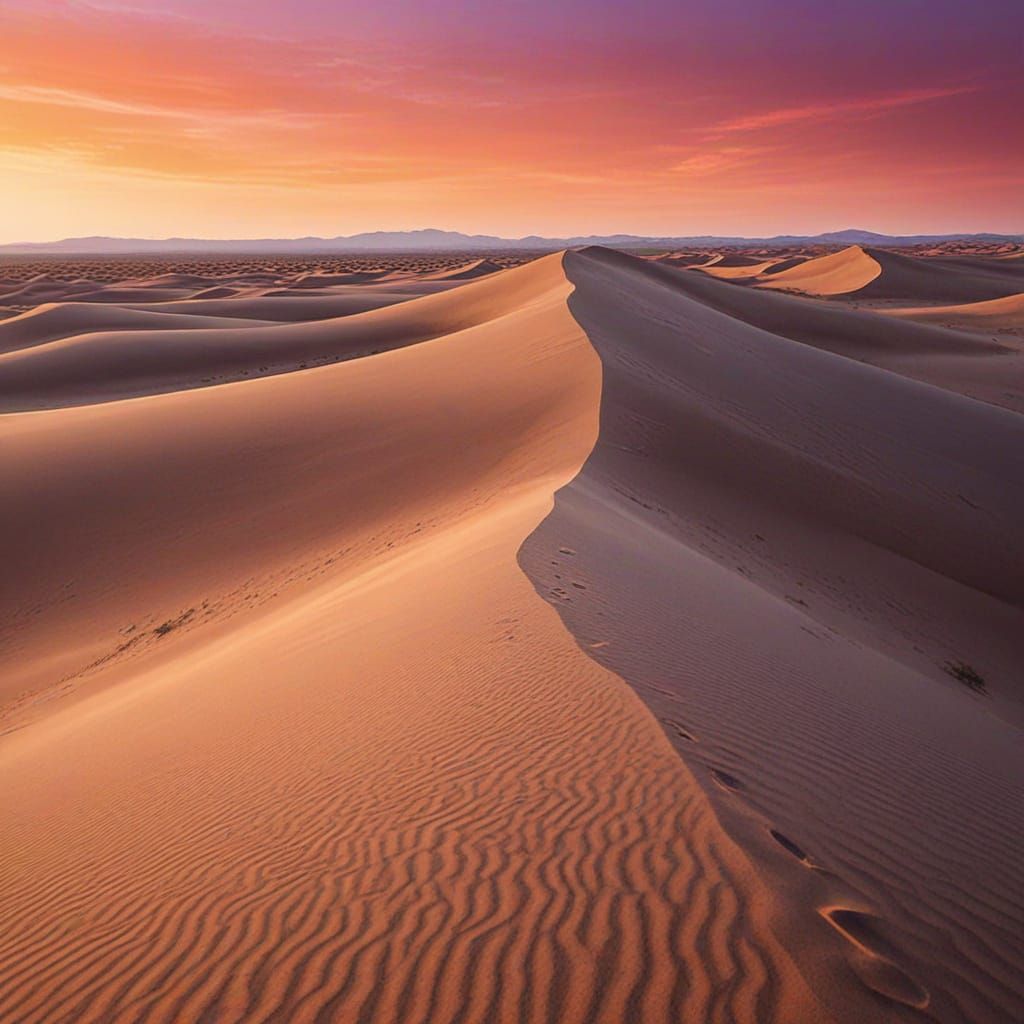 Vast Sand Dunes Glow in Sunset Colors