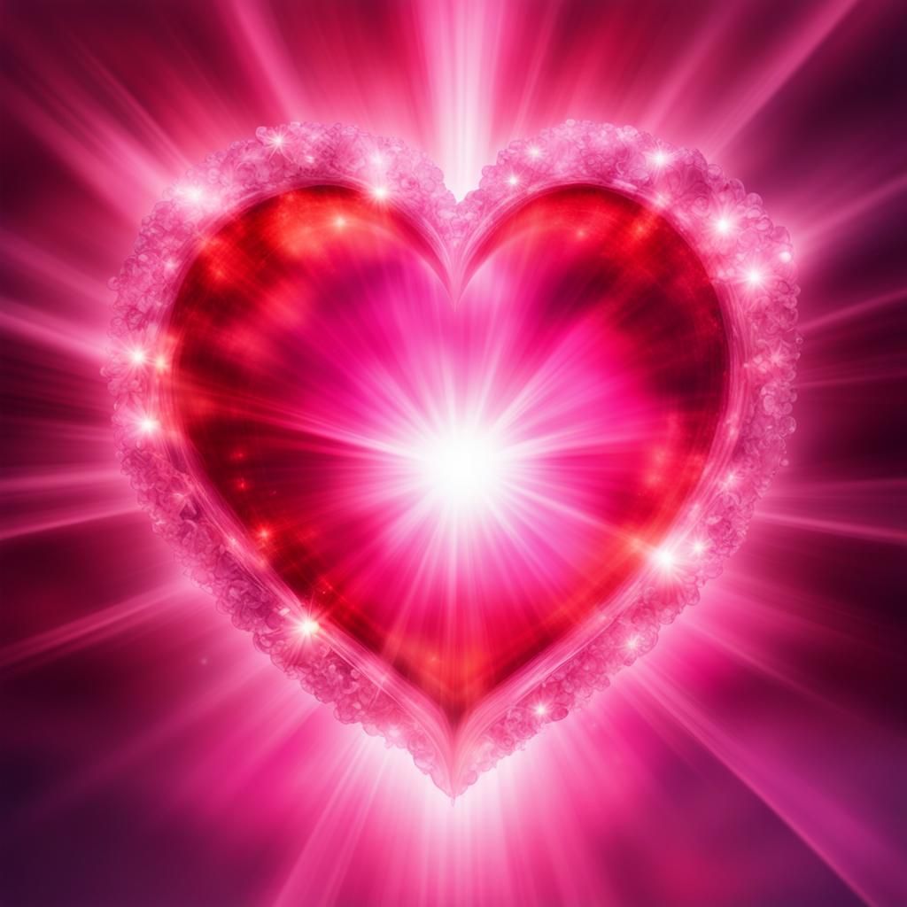 Cosmic Crystal Heart Radiating Light in Universe