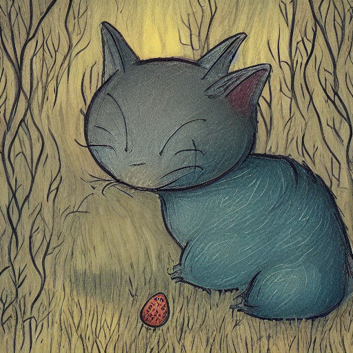 Whimsical Fantasy Critter on Mushroom