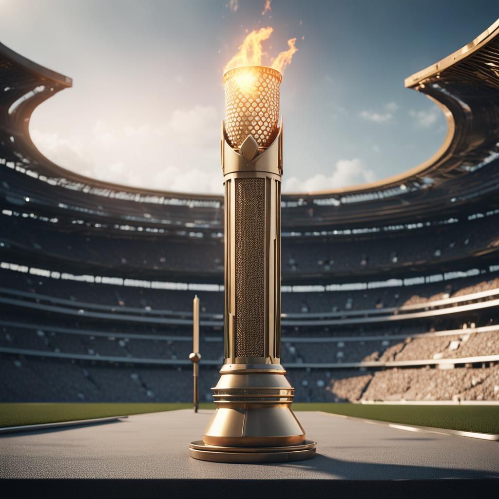 Olympic Torch with Roman Stadium in Sci-Fi Style
