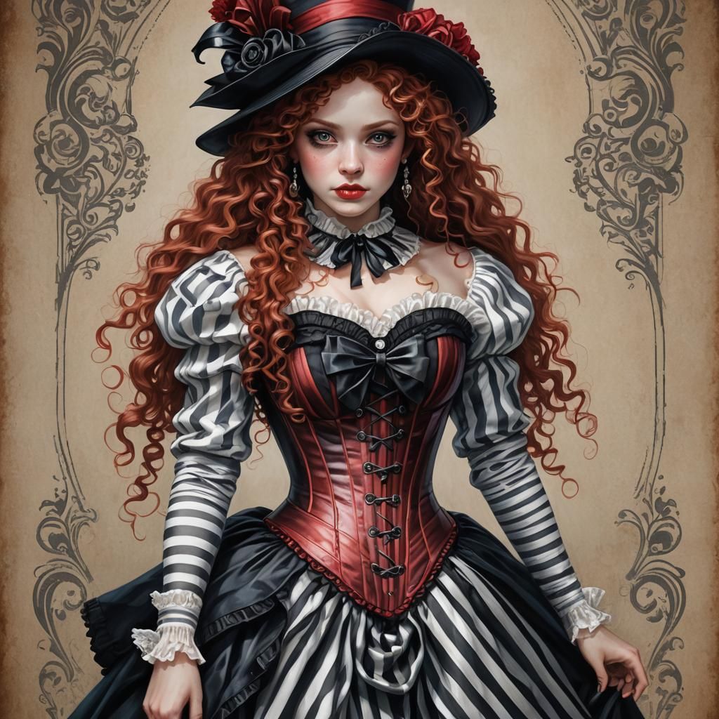 Striking Redhead in Victorian Gothic Fashion