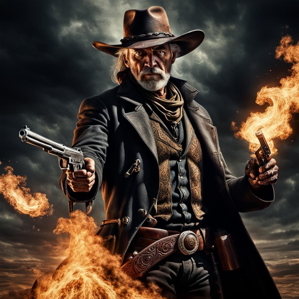 Gritty Cowboy Wizard Conjures Fire in the Old West