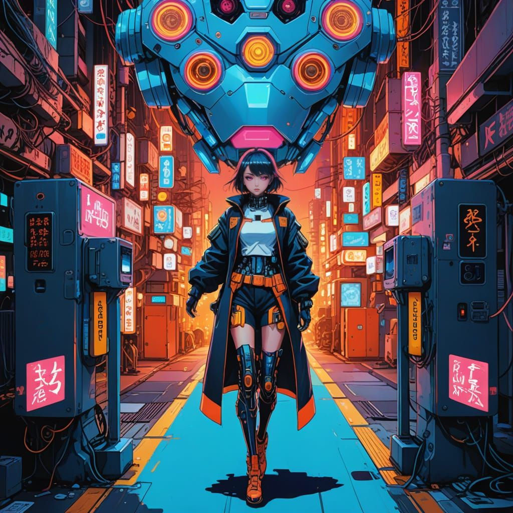 Cyberpunk Goddess in Neon Haze