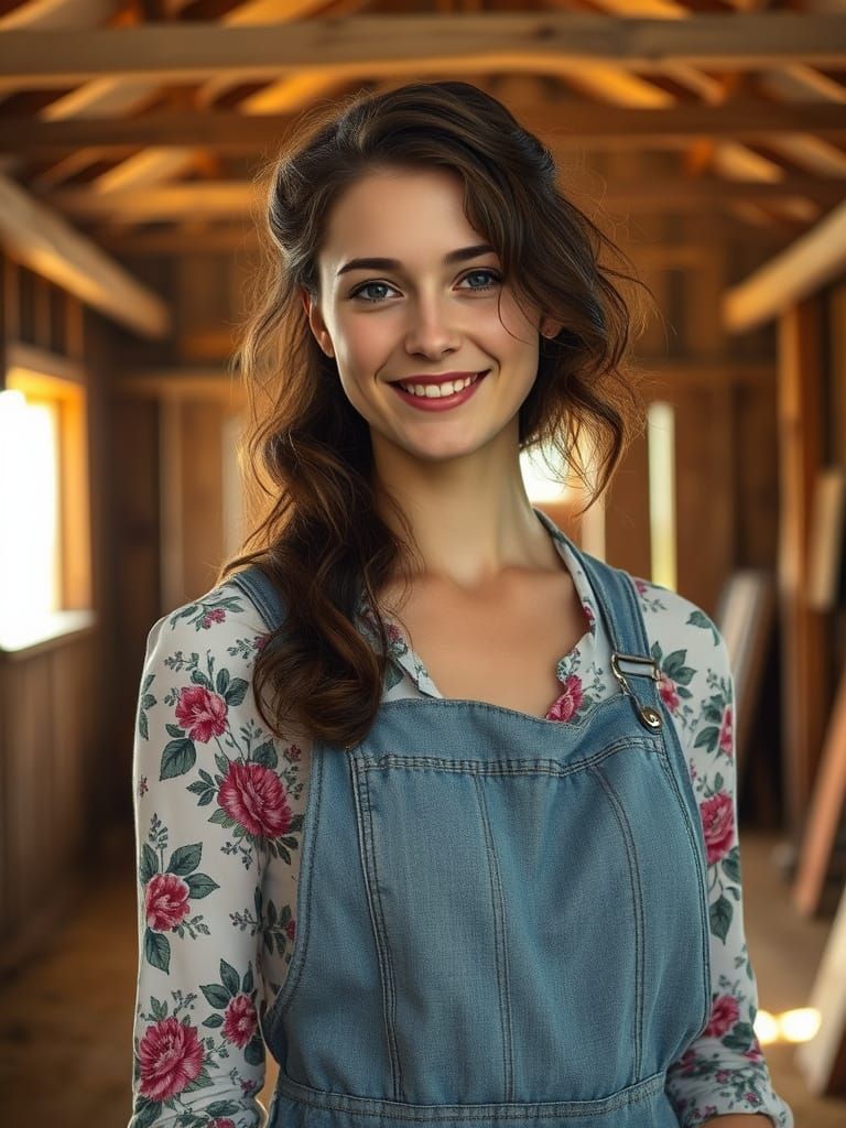 Rustic Barn Scene in Realist Style