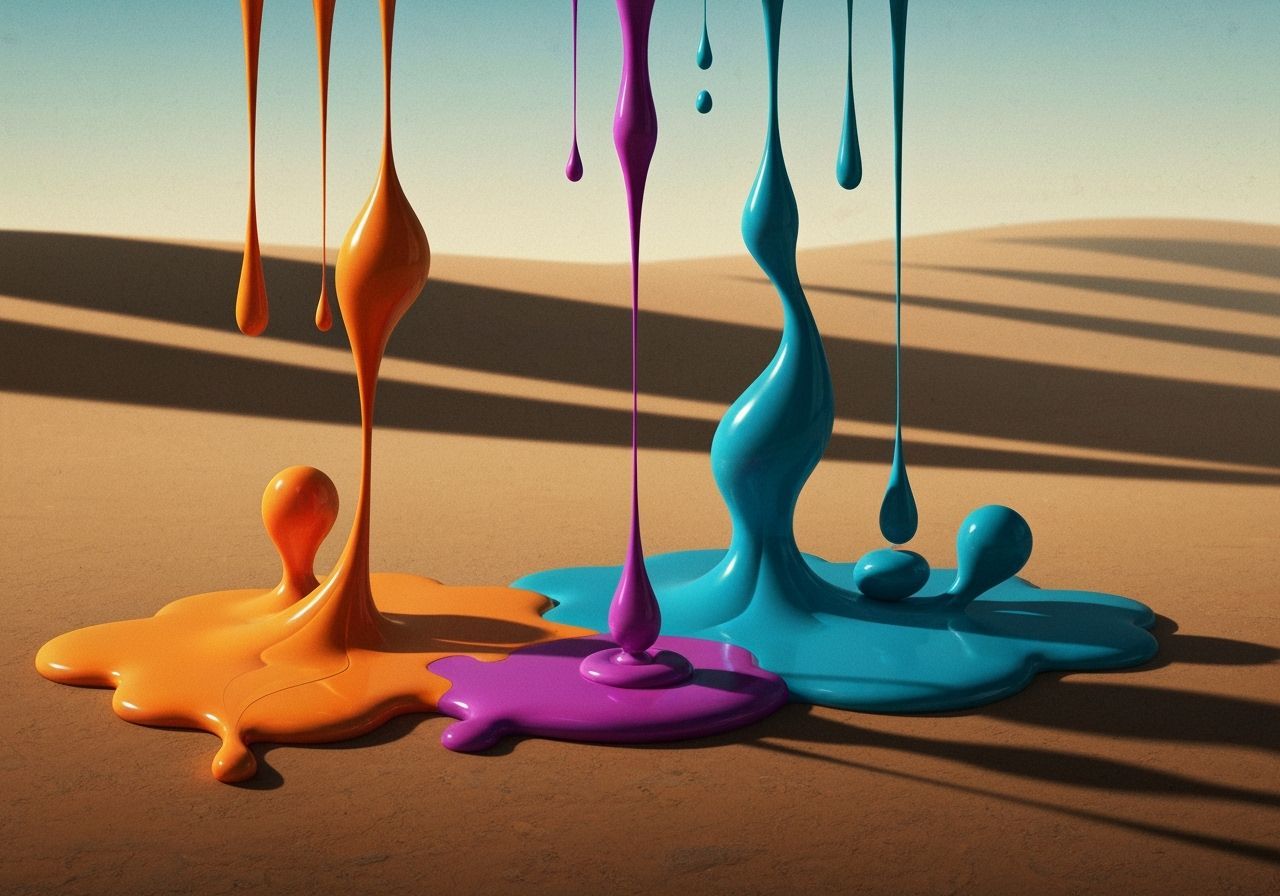 Surreal Dripping Paint Landscape in Dreamlike Style