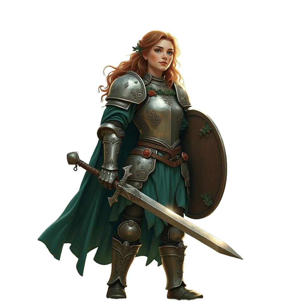 Hobbit Paladin Female in Detailed Fantasy Art