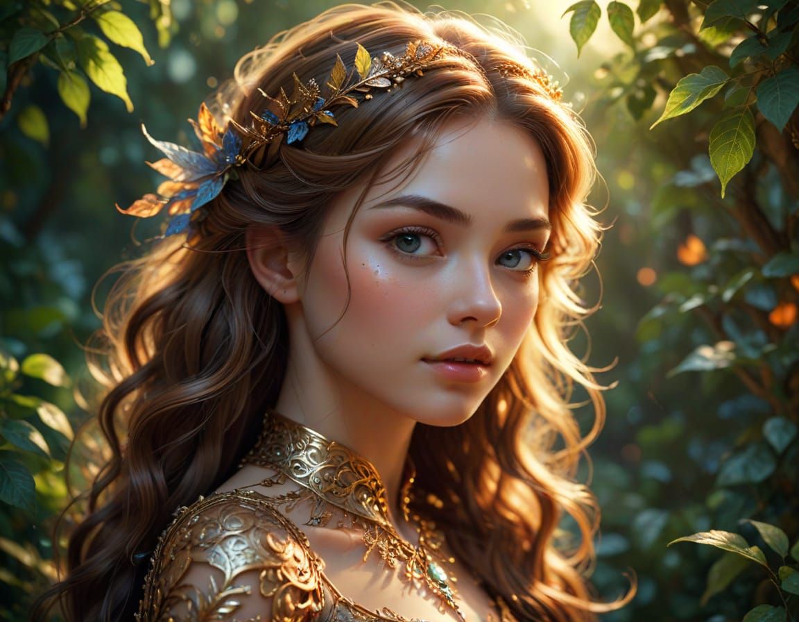 Enchanting Fantasy Heroine in Whimsical Fairytale Setting