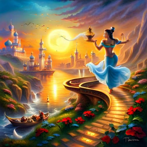 Ethereal Genie Emerges from Aladdin's Lamp