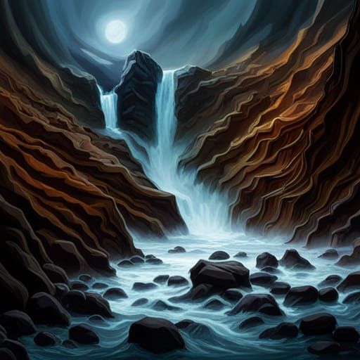 Liquid Gold Sapphire Waterfalls: A Realism Masterpiece