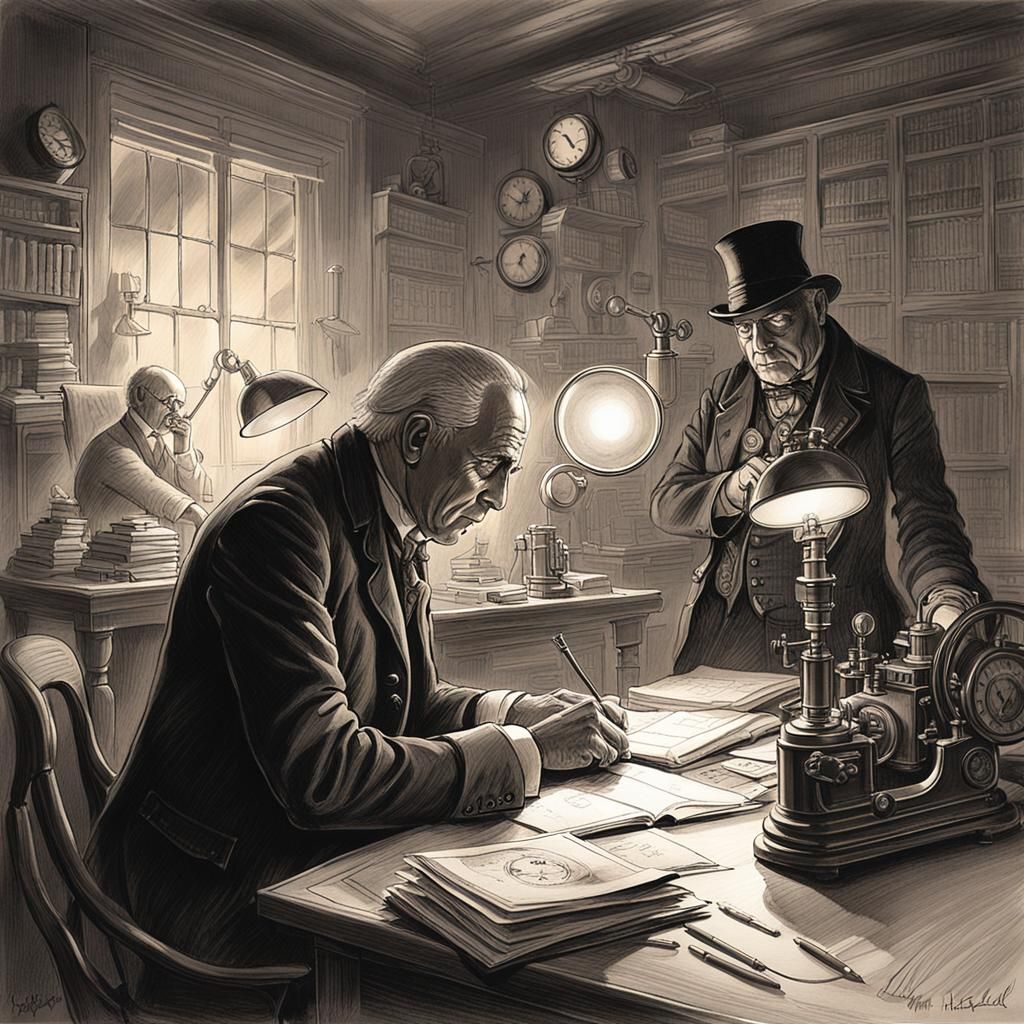 Steampunk Uriah Heep Pencil Sketch in Fred Barnard Style