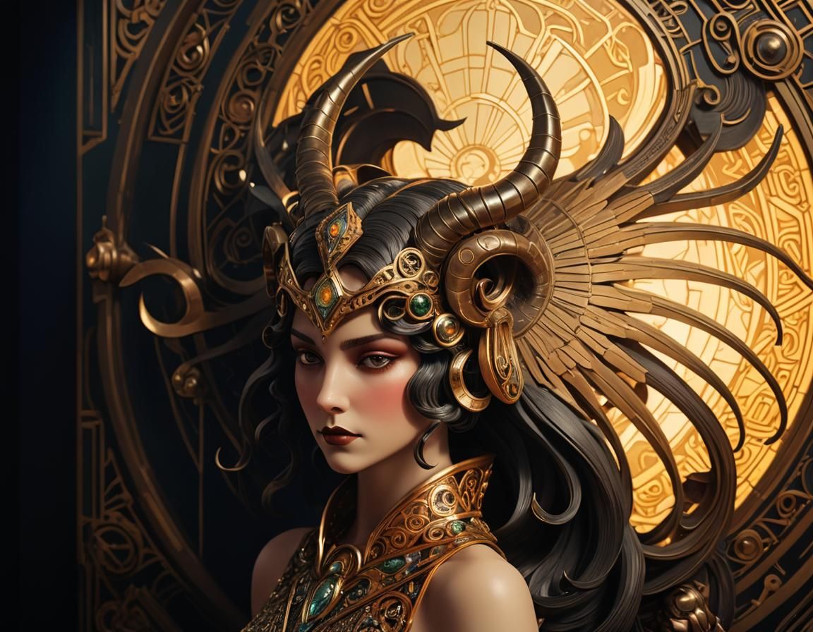 Art Deco Bronze Aries Sculpture in Erté Style