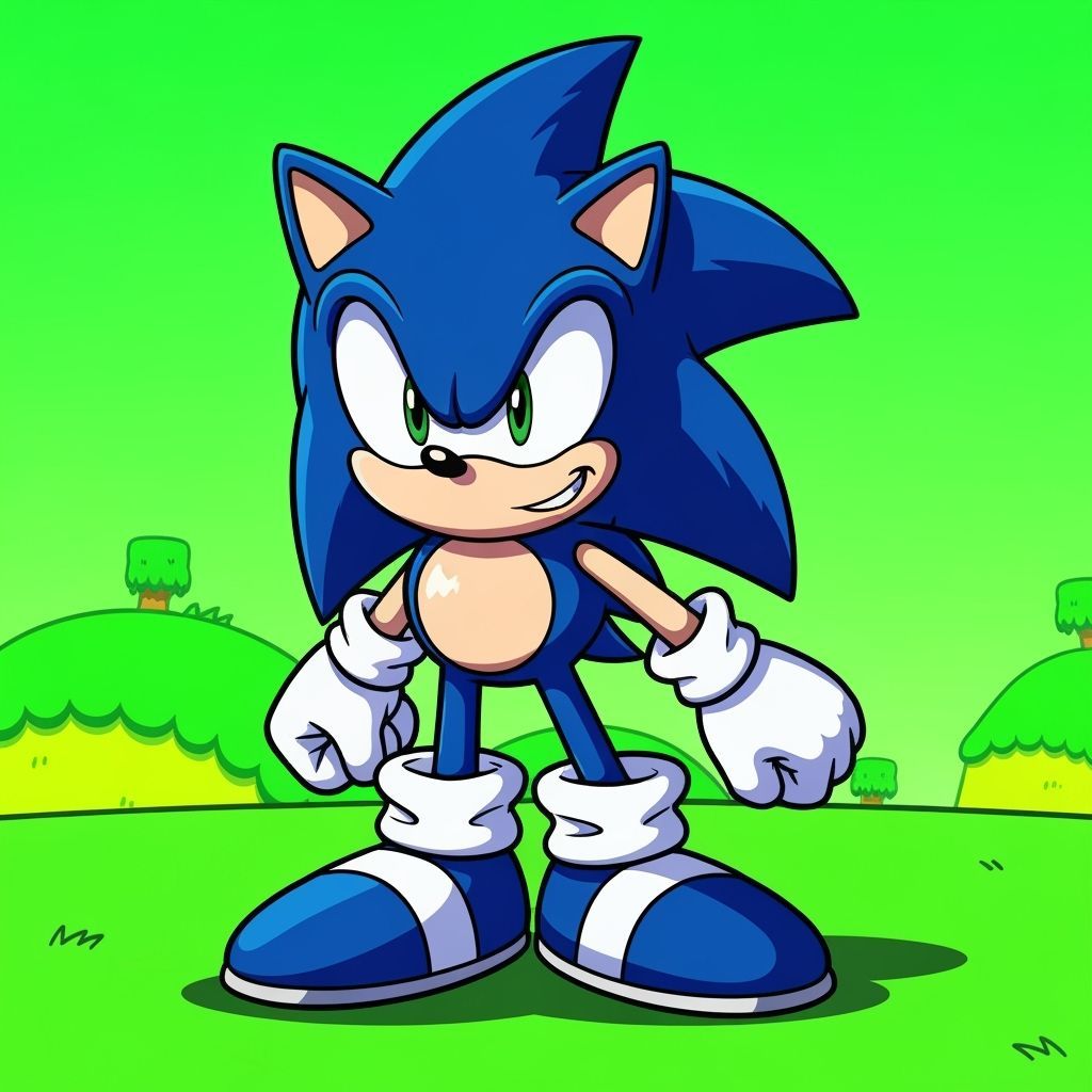 Sonic the Hedgehog Illustration in Classic Sega Style