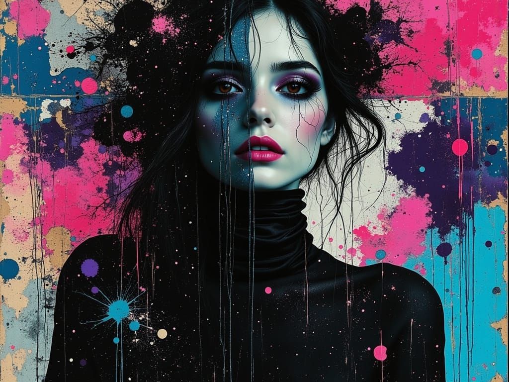 Ethereal Gothic Woman Embodies Dark Chaos