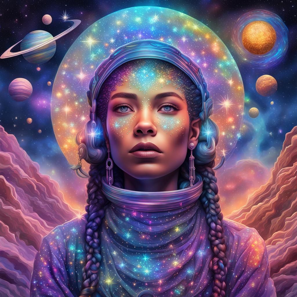 Starlight Figure in Cosmic Visionary Art