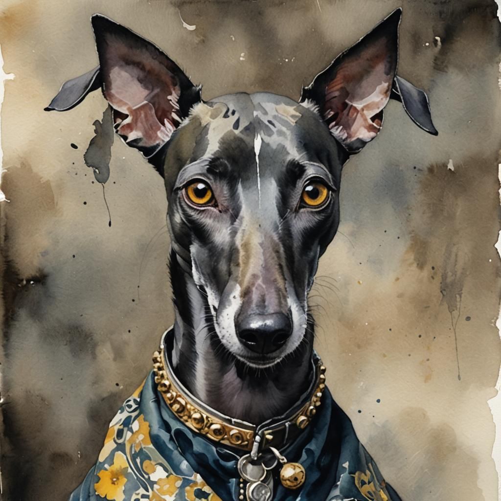 A realistic watercolor painting of a gothic type italian gre...