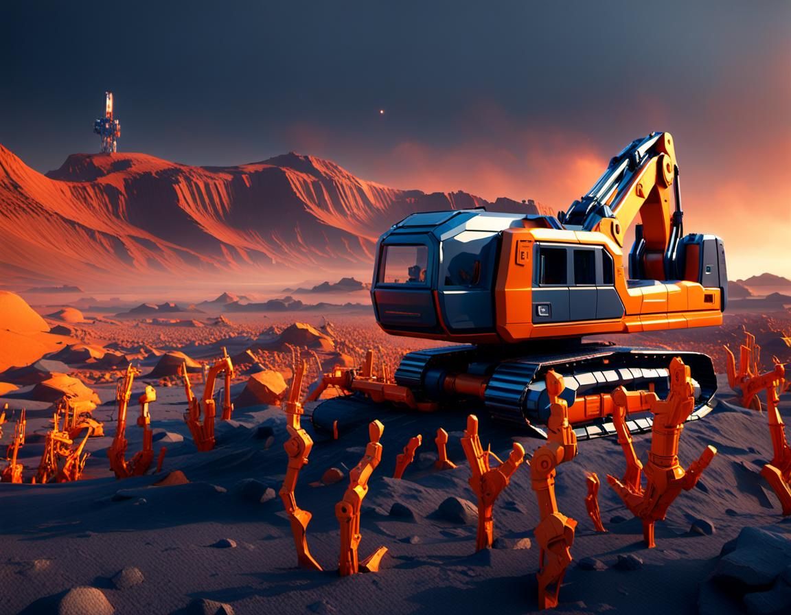 Futuristic Mech on Barren Landscape in Sci-Fi Style