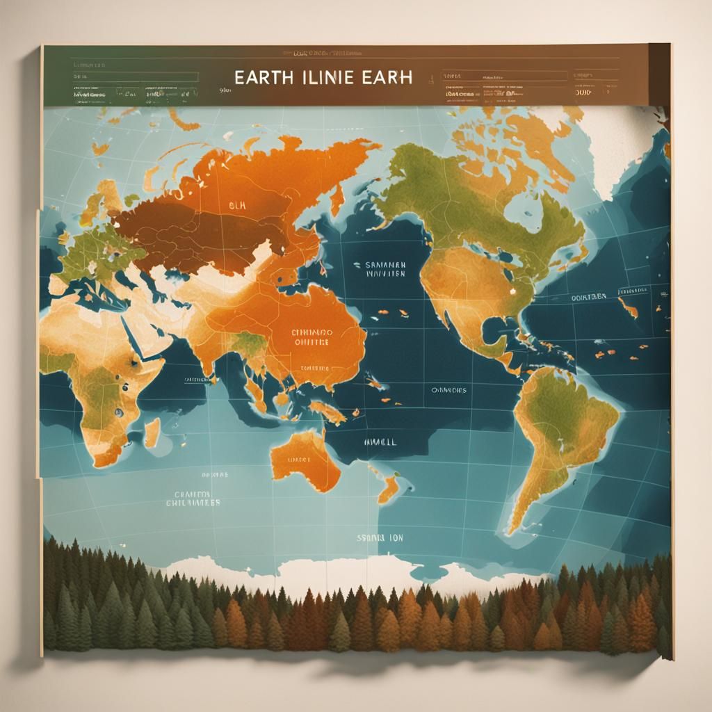 a map of Earth divided into 4 equal parts, each denoting the...